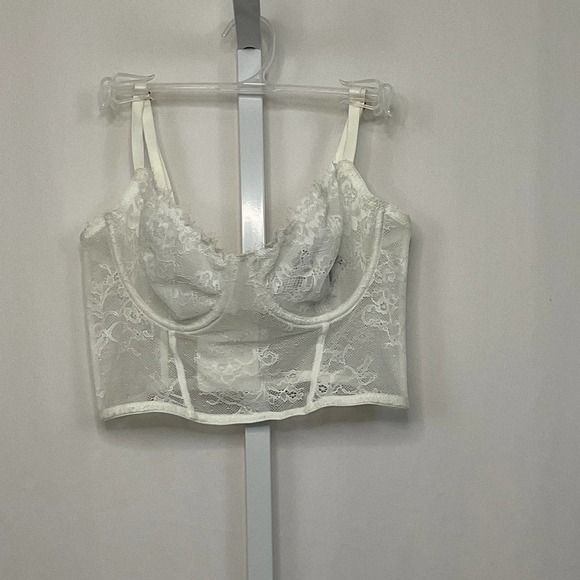 INC International Concepts White Lace Bra large underwear corsette - Picture 2 of 4